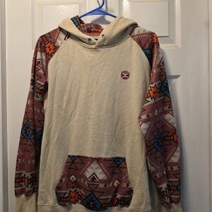 Hooey Cream and Multicolor Aztec Hoodie